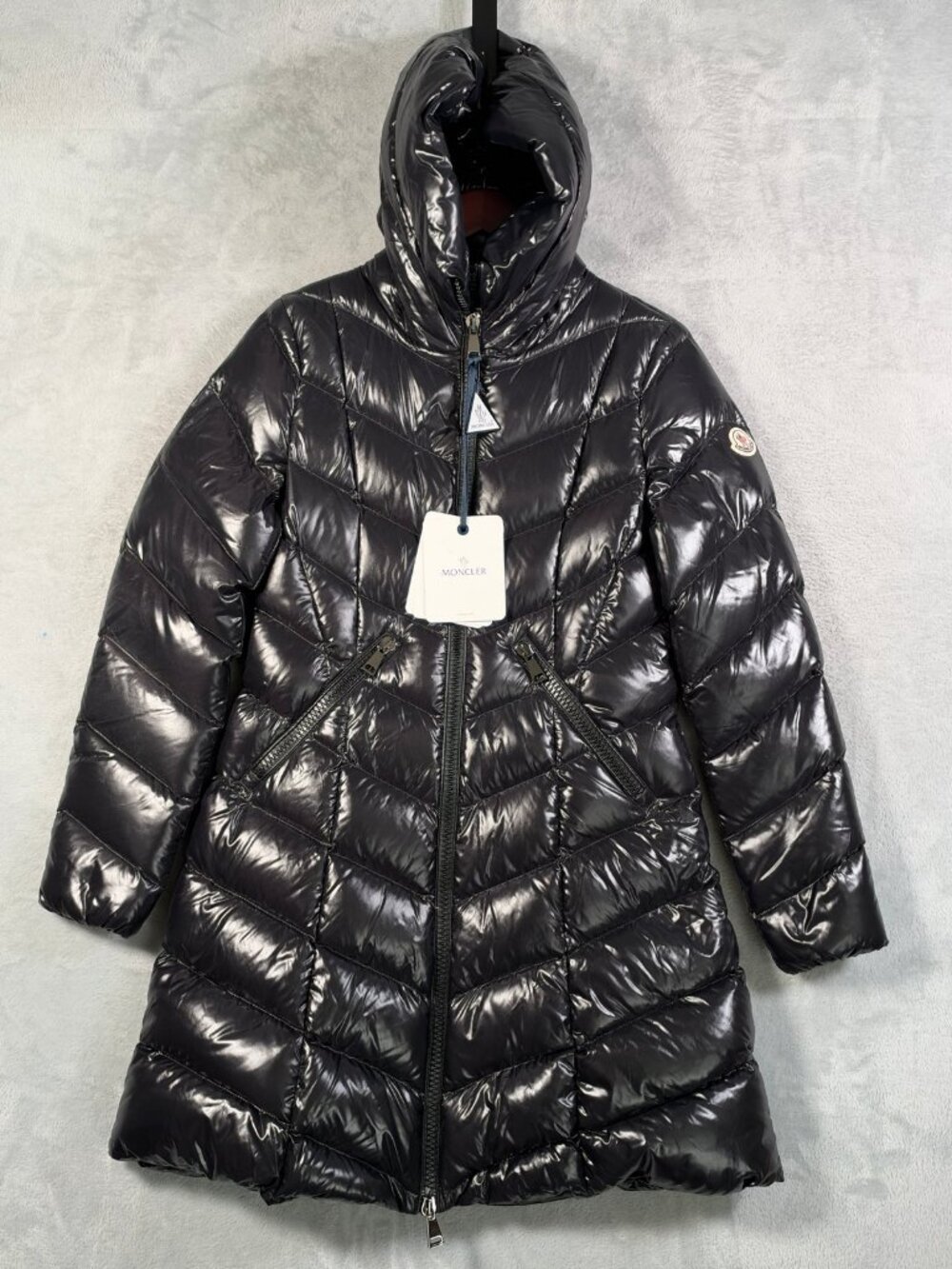 Moncler Coat Womens 2/M Black Marus Giubbotto Down Quilted Hooded Puffer $2440